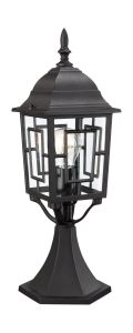 Pqubestir Pedestal/Post Lamp 1 Light E27 IP44 Exterior Black Aluminium/Glass