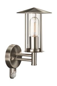 Houston 1 Light E27 Stainless Steel Outdoor IP44 Wall Light With PIR