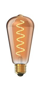 Classic Deco LED Rustica Tradition Tip/S ST64 ST64 E27 Dimmable 5W 1800K Extra Warm White, 280lm, Gold Finish, 3yrs Warranty