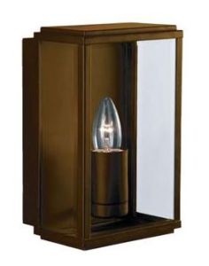 Box 1 Light E27 Outdoor IP44 Wall Light Rustic Brown With Glass