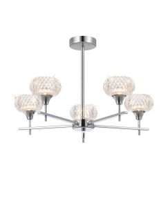 Aria Fixed Pendant, 5 Light G9, IP44, Polished Chrome/Clear Glass