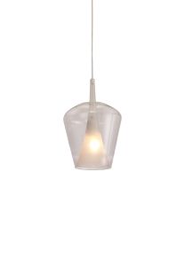 Elsa Assembly Pendant (WITHOUT PLATE) With Inverted Bell Shade, 1 Light E27, Clear Glass With Frosted Inner Cone