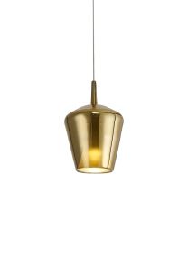 Elsa Assembly Pendant (WITHOUT PLATE) With Inverted Bell Shade, 1 Light E27, Gold Glass With Frosted Inner Cone
