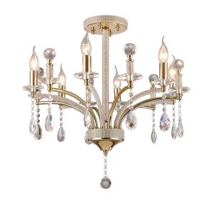 Fiore Pendant 6 Light E14 French Gold/Crystal