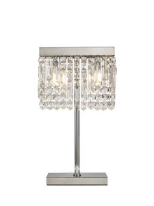 Norma 30x10cm Rectangular Table Lamp, 2 Light E14, Polished Chrome / Crystal