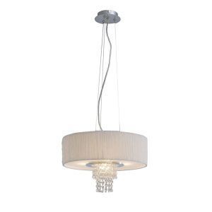 Nerissa Pendant With White Shade 4 Light E14 Polished Chrome/Crystal