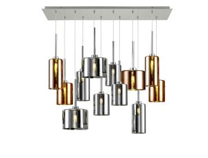 Penton Linear Pendant 2m, 12 x G9, Polished Chrome/Chrome/Copper Type A,B,C Shade