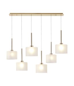 Penton Linear Pendant 2m, 6 x G9, French Gold/Frosted Type C Shade