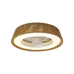Polinesia Rope Mini 55W LED Dimmable Ceiling Light With Built-In 25W DC Reversible Fan, Beige Oscu, 3800lm, 5yrs Warranty