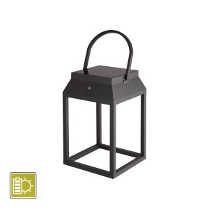 Sapporo Small Solar Portable Lantern, 3W LED, 3000K, 238lm, IP54, Graphite, 3yrs Warranty