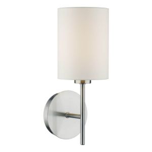 Tuscan 1 Light E27 Satin Chrome Wall Light With Ivory Cotton 13cm Cylinder Shade