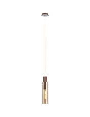Blokus 13cm Single Pendant, 1 Light Adjustable E27, Mocha / Amber Glass
