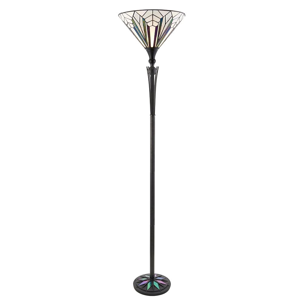Astoria 1 Light E27 Black Uplighter Floor Lamp With Inline Foot