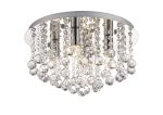 Acton Flush Ceiling 4 Light E14, 380mm Round, Polished Chrome/Sphere Crystal