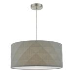 Aisha E27 Non Electric Grey Cotton Drum Shade With Diamond Pattern Design & Complete With A Removable Diffuser (Shade Only)