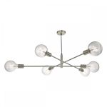 Alana 6 Light E27 Satin Chrome Adjustable Pendant Ceiling Light