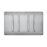 Trendi, Artistic Modern 4 Gang  (1x 2 Way 3x 3 Way Intermediate Twin Plate) Brushed Steel, BRITISH MADE, (25mm Back Box Required), 5yrs Warranty