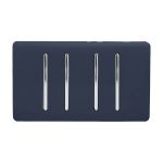 Trendi, Artistic Modern 4 Gang  (1x 2 Way 3x 3 Way Intermediate Twin Plate) Navy Blue Finish, BRITISH MADE, (25mm Back Box Required), 5yrs Warranty