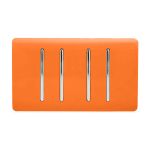 Trendi, Artistic Modern 4 Gang  (1x 2 Way 3x 3 Way Intermediate Twin Plate) Orange, BRITISH MADE, (25mm Back Box Required), 5yrs Warranty