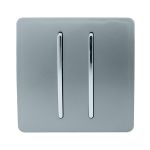 Trendi, Artistic Modern 2 Gang Doorbell Cool Grey Finish, BRITISH MADE, (25mm Back Box Required), 5yrs Warranty