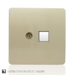 Trendi, Artistic Modern TV Co-Axial & PC Ethernet  Champagne Gold Finish, BRITISH MADE, (35mm Back Box Required), 5yrs Warranty