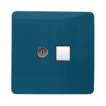 Trendi, Artistic Modern TV Co-Axial & PC Ethernet Midnight Blue Finish, BRITISH MADE, (35mm Back Box Required), 5yrs Warranty