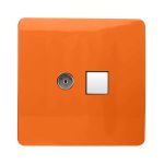 Trendi, Artistic Modern TV Co-Axial & PC Ethernet Orange Finish, BRITISH MADE, (35mm Back Box Required), 5yrs Warranty