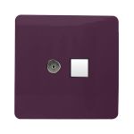 Trendi, Artistic Modern TV Co-Axial & PC Ethernet Plum Finish, BRITISH MADE, (35mm Back Box Required), 5yrs Warranty