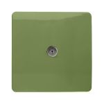 Trendi, Artistic Modern TV Co-Axial 1 Gang Moss Green Finish, BRITISH MADE, (25mm Back Box Required), 5yrs Warranty