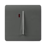 Trendi, Artistic Modern 20 Amp Neon Insert Double Pole Switch Charcoal Finish, BRITISH MADE, (25mm Back Box Required), 5yrs Warranty