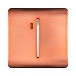 Trendi, Artistic Modern 20 Amp Neon Insert Double Pole Switch Copper Finish, BRITISH MADE, (25mm Back Box Required), 5yrs Warranty