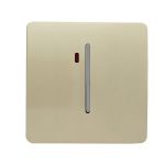 Trendi, Artistic Modern 45 Amp Neon Insert Double Pole Switch Champagne Gold Finish, BRITISH MADE, (35mm Back Box Required), 5yrs Warranty