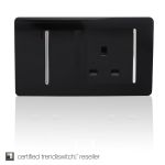 Trendi, Artistic Modern Cooker Control Panel 13amp with 45amp Switch Gloss Black Finish, BRITISH MADE, (47mm Back Box Required), 5yrs Warranty