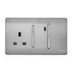 Trendi, Artistic Modern Cooker Control Panel 13amp with 45amp Switch Brushed Steel Finish, BRITISH MADE, (47mm Back Box Required), 5yrs Warranty