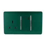 Trendi, Artistic Modern Cooker Control Panel 13amp with 45amp Switch Dark Green Finish, BRITISH MADE, (47mm Back Box Required), 5yrs Warranty