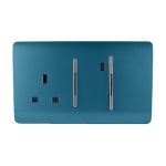 Trendi, Artistic Modern Cooker Control Panel 13amp with 45amp Switch Ocean Blue Finish, BRITISH MADE, (47mm Back Box Required), 5yrs Warranty