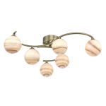Atiya 6 Light G9 Antique Brass Semi Flush Ceiling Light With Planet Style Glass