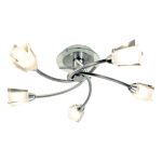 Austin 5 Light G9 Polished Chrome Semi Flush Ceiling Fitting With Clear Glass Shades With Frosted Inner Detail
