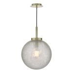 Avari 1 Light E27 Satin Brass Adjustable Pendant With Clear Frosted Glass