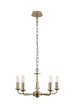 Banyan 5 Light Multi Arm Pendant Without Shade, c/w 1.5m Chain, E14 Champagne Gold