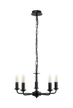 Banyan 5 Light Multi Arm Pendant Without Shade, c/w 1.5m Chain, E14 Matt Black