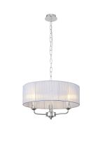 Banyan 3 Light Multi Arm Pendant With 45cm x 15cm Organza Shade Polished Chrome/Grey