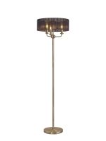 Banyan 3 Light Switched Floor Lamp With 45cm x 15cm Black Organza Shade Antique Brass/Black