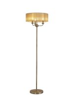 Banyan 3 Light Switched Floor Lamp With 45cm x 15cm Soft Bronze Organza Shade Antique Brass/Soft Bronze