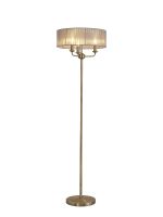 Banyan 3 Light Switched Floor Lamp With 45cm x 15cm Grey Organza Shade Antique Brass/Grey