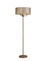 Banyan 3 Light Switched Floor Lamp With 50cm x 20cm Silver Leaf With White Lining Shade Antique Brass/Silver Leaf