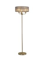 Banyan 3 Light Switched Floor Lamp With 45cm x 15cm Organza Shade Champagne Gold/Grey