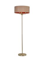 Banyan 3 Light Switched Floor Lamp With 50cm x 20cm Dual Faux Silk Fabric Shade Champagne Gold/Antique Gold
