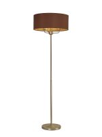 Banyan 3 Light Switched Floor Lamp With 50cm x 20cm Dual Faux Silk Fabric Shade Champagne Gold/Raw Cocoa
