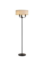 Banyan 3 Light Switched Floor Lamp With 45cm x 15cm Faux Silk Fabric Shade Matt Black/White